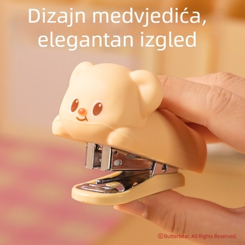 Deli HY199 Mini spajalica s motivom Butter Bear, set za učenike – prenosni uredski uređaj za povezivanje dokumenata