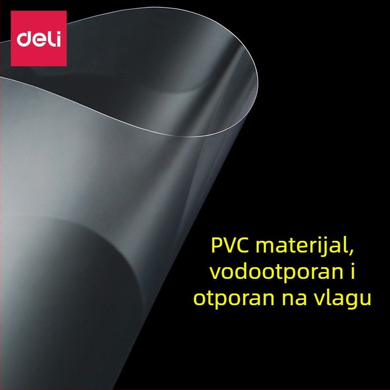Deli 3820 Transparentna A4 perforirana naslovnica za spajanje s PVC omotom, 50 listova po setu