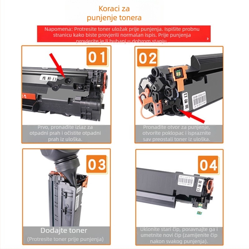 Tonera kaseta za HP LaserJet Pro P1106, kompatibilna s HP1106 pisačem, za ponovno punjenje