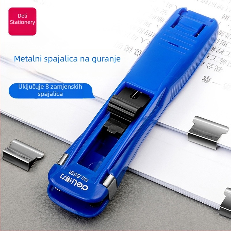 Deli 8591 spajalica srednje veličine, metalna konstrukcija, kapacitet 40 listova, blister pakiranje