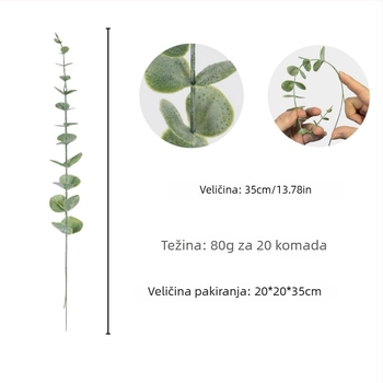 Buket umjetnih listova eukaliptusa, 20 stabljika, za vjenčanje i kućnu dekoraciju