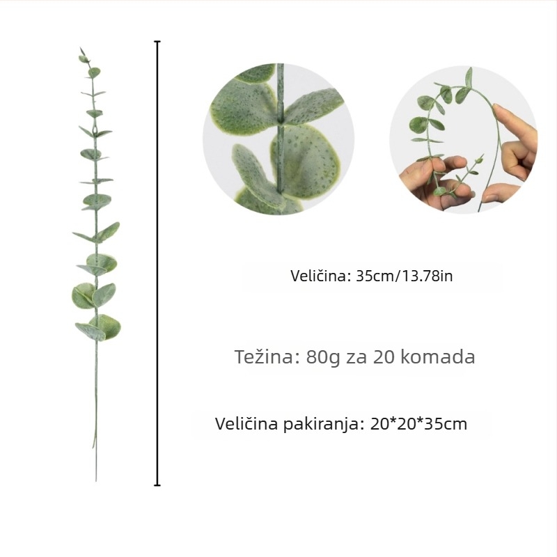 Buket umjetnih listova eukaliptusa, 20 stabljika, za vjenčanje i kućnu dekoraciju