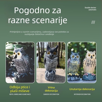 Simulirana plastična sova za vanjsku upotrebu – ukrasni predmet za odvraćanje ptica i miševa