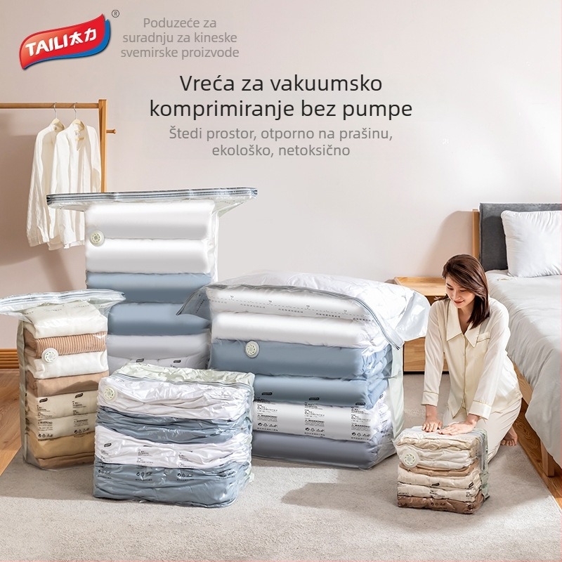 Set vakuum vrećica za komprimirano skladištenje deka i odjeće – PA+PE materijal, bez pumpe