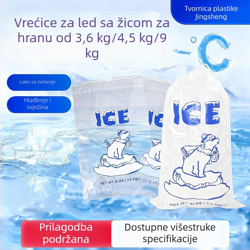 Jednokratna prozirna vrećica s vrpcom za ledene kocke, PE pakiranje