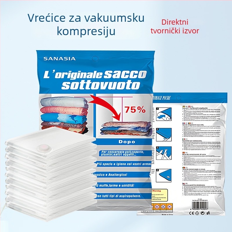Vakuumska kompresijska vreća za pohranu odjeće i pokrivača, zaštita od prašine i vlage, prozirni model