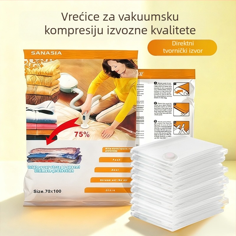 Vakuumska kompresijska vreća za pohranu odjeće i pokrivača, zaštita od prašine i vlage, prozirni model