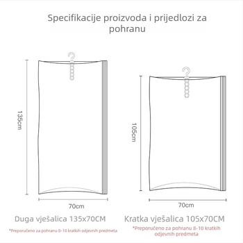 Vješena vakuumska vreća za odjeću – pohrana kaputa i jakni