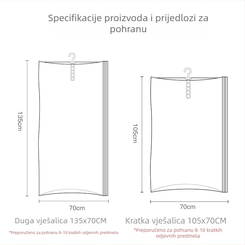 Vješena vakuumska vreća za odjeću – pohrana kaputa i jakni