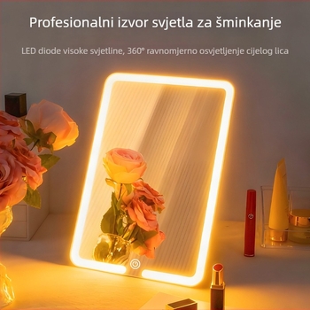 Prilagođeno osvijetljeno ogledalo za šminku s torbom za pohranu i prijenosnim kozmetičkim organizatorom velikog kapaciteta za putovanja