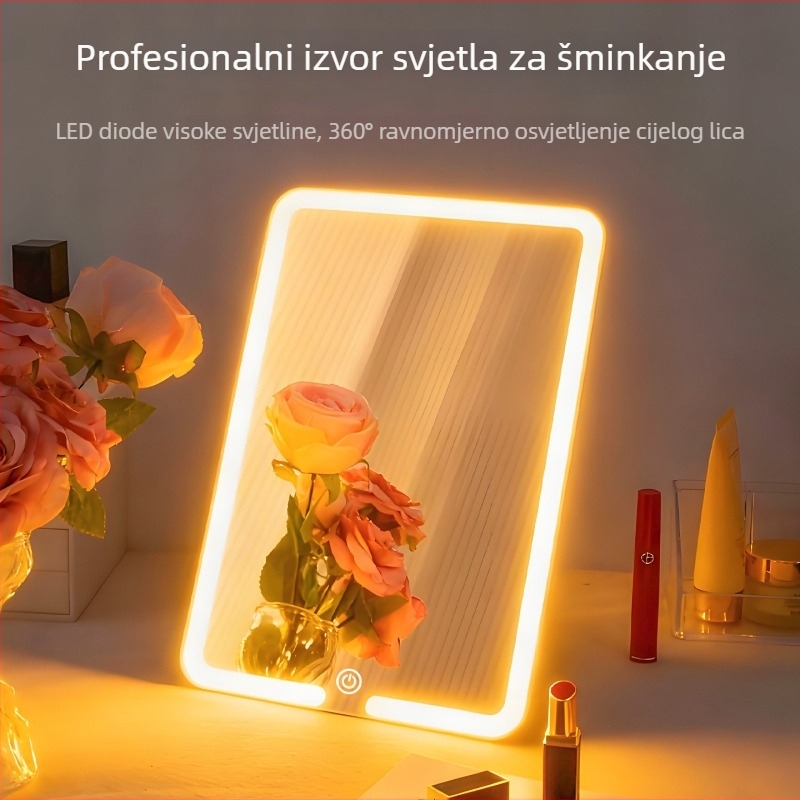 Prilagođeno osvijetljeno ogledalo za šminku s torbom za pohranu i prijenosnim kozmetičkim organizatorom velikog kapaciteta za putovanja