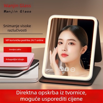 LED ogledalo za šminkanje, prijenosno, sklopno s osvjetljenjem, stolno ogledalo