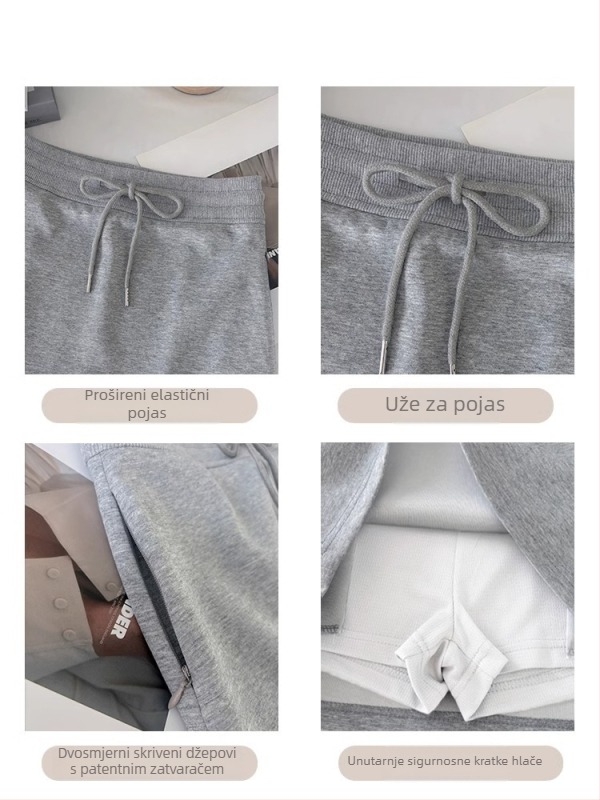 Lxxlulu Siva ribana haljina s kratkom suknjom, proljetno–jesenski gradski stil