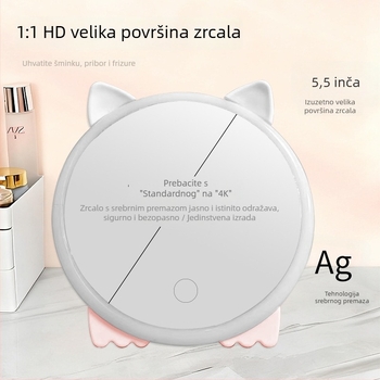 HD kreativno ogledalo za šminku, prijenosno plastično kozmetičko ogledalo, karikaturno LED ogledalo, stolno ogledalo