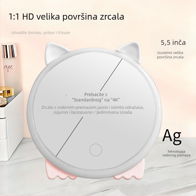 HD kreativno ogledalo za šminku, prijenosno plastično kozmetičko ogledalo, karikaturno LED ogledalo, stolno ogledalo