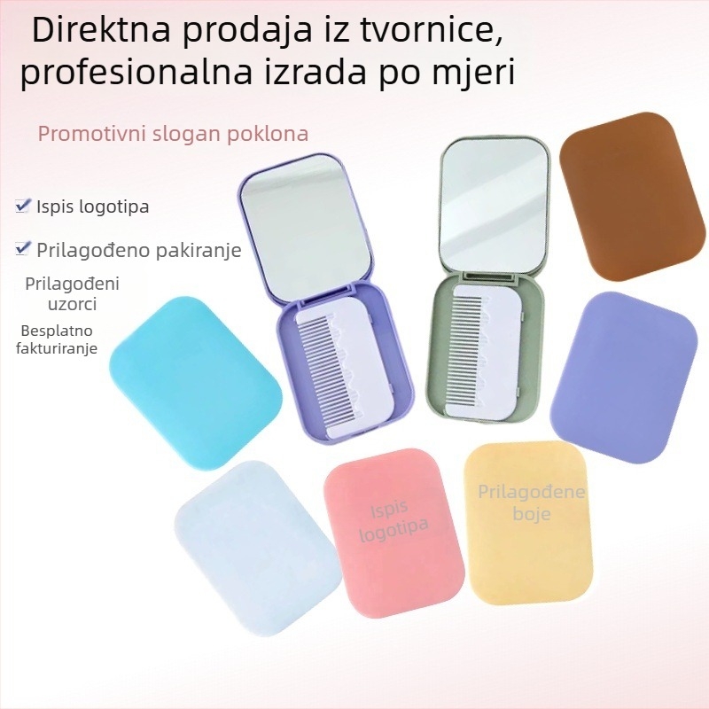 Prilagodljivo 2-u-1 sklopivo ogledalo za šminkanje, mini džepno za studente, pastelne boje, moguć ispis logotipa