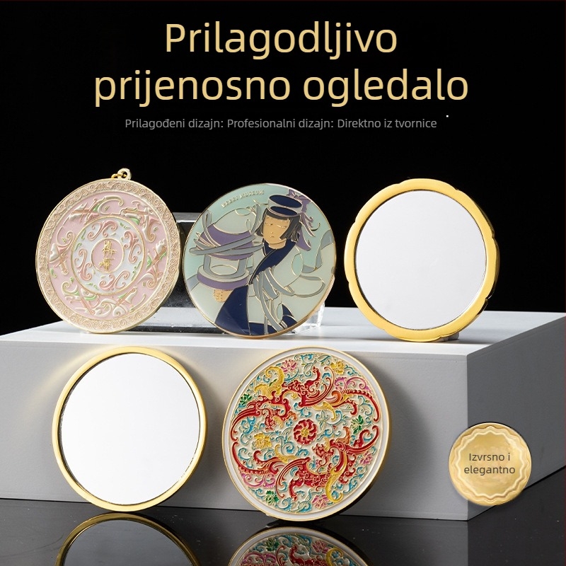 Prilagodljivo prijenosno metalno ogledalo za šminku s dizajnom inspiriranim muzejom
