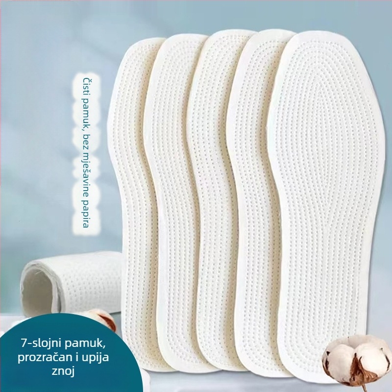 Sedmerostruki pamučni ulošci za obuću, ručno tkani, upijaju znoj i prozračni, mogu se rezati, za muškarce i žene, ljeto