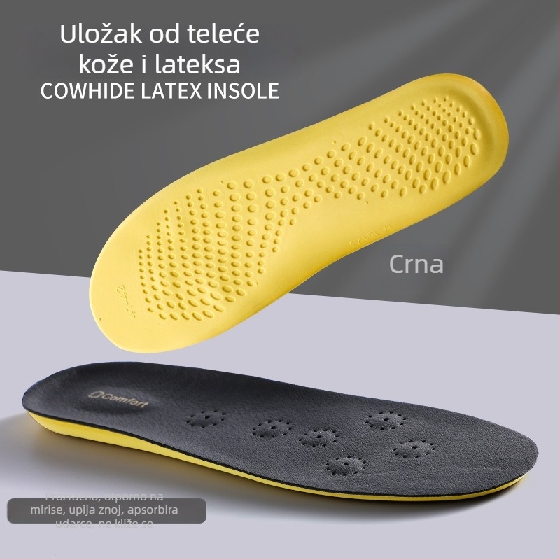 Deblje uloške od prave kože s lateksom, za dugotrajno stajanje, upijaju znoj i ublažavaju udarce, za kožne cipele, unisex
