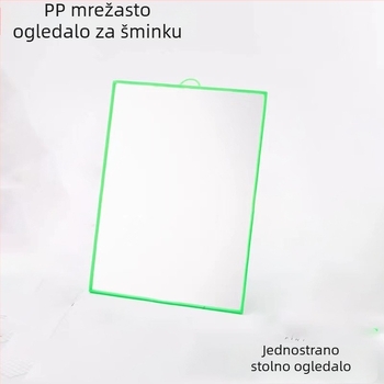 Plastično ogledalo za šminkanje sa nogicama, stolno jednosmjerno ogledalo ljepote, mrežasti dizajn, veličina 18×24 cm.