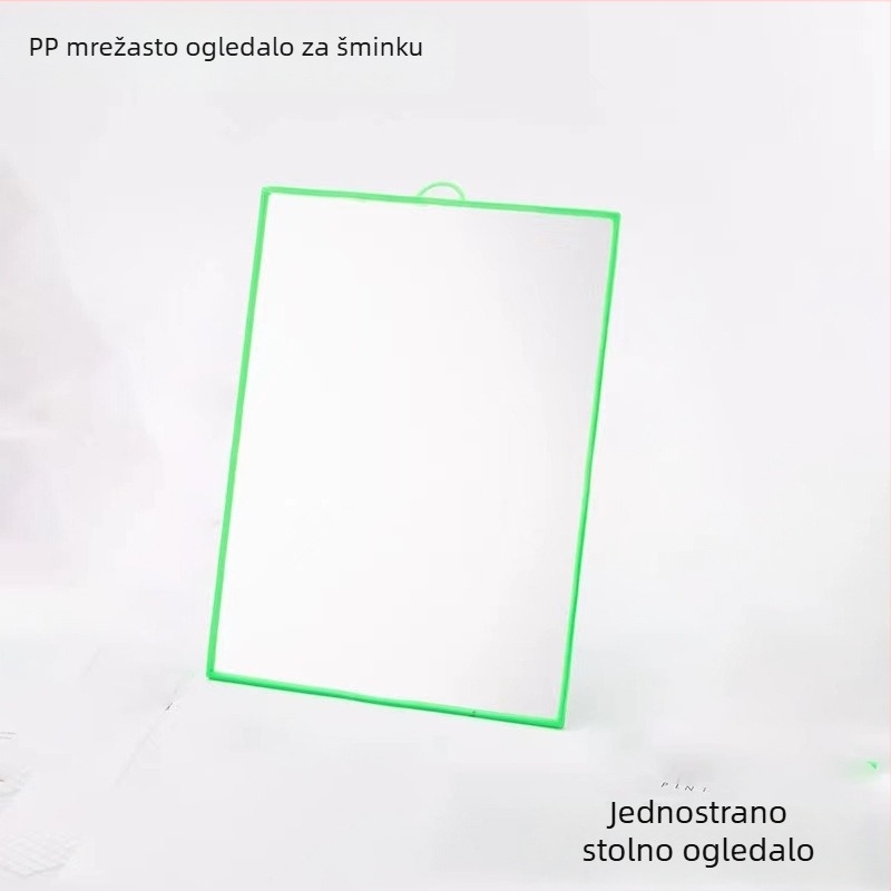 Plastično ogledalo za šminkanje sa nogicama, stolno jednosmjerno ogledalo ljepote, mrežasti dizajn, veličina 18×24 cm.