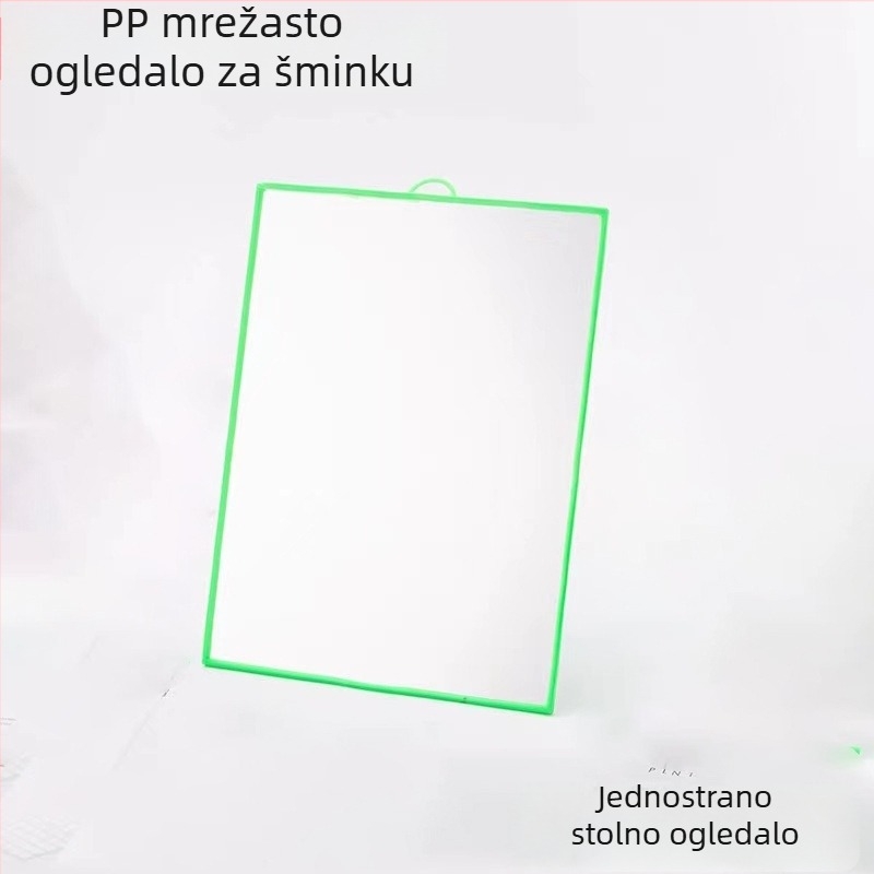 Plastično ogledalo za šminkanje sa nogicama, stolno jednosmjerno ogledalo ljepote, mrežasti dizajn, veličina 18×24 cm.