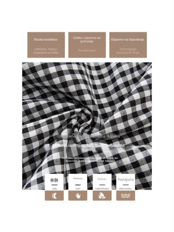 Midi suknja s čipkom i uzorkom houndstooth za žene, proljeće-ljeto, visokim pojasom, A-linija, midi duljina, ležerni kroj