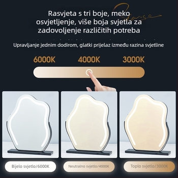 Cloud Mirror LED ogledalo za šminku s anti-fog, stolno ogledalo s rasvjetom, punjivo ili priključeno na struju, dimenzije 45×58 cm