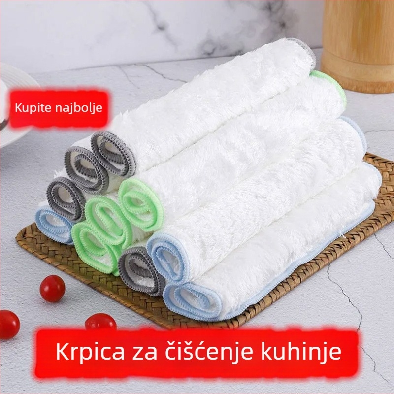 Kuhinjska dvostruka krpa od bambusovog vlakna, otporna na masnoće i visoko upijajuća za čišćenje