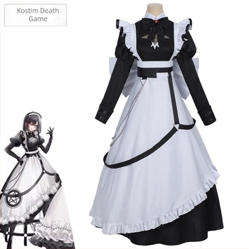 Haljina za cosplay inspirirana Death Game, duh služavka, anime stil, tamnosmeđa boja