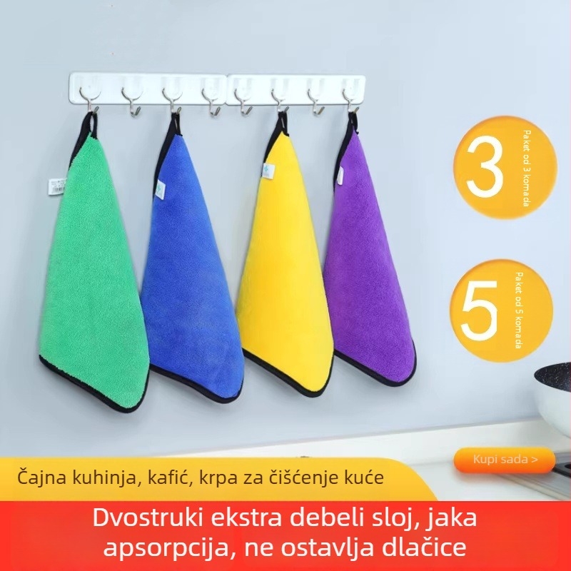 Dvostruko slojna mikrovlaknena krpa za čišćenje – upija krpa za suđe, ručnik za ruke i kvadratna krpa