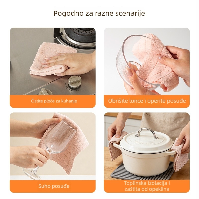 Velike i debele kuhinjske krpe za čišćenje posuđa i tava, ultra-fine vlakna, set od 6 komada