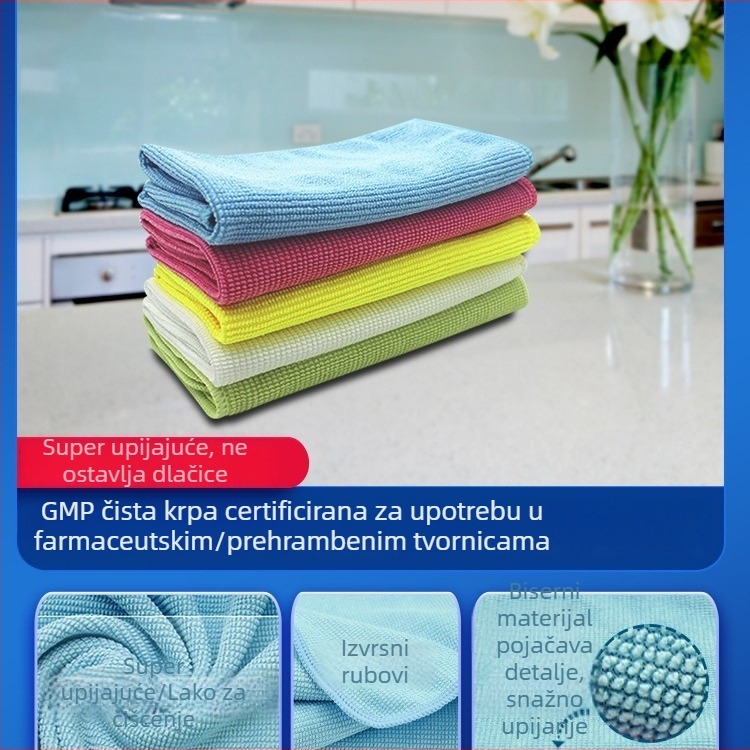 Krpa od mikrovlakana visoke prehrambene kvalitete, bijela, ultra-tanka vlakna, bez dlačica, perlata