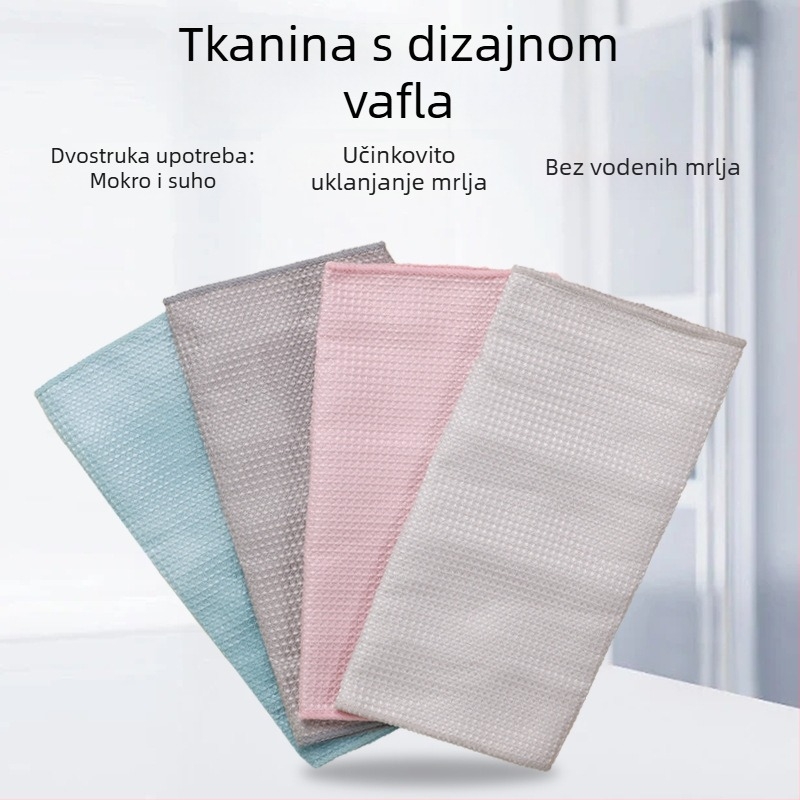 Krpa za čišćenje s uzorkom wafla, dezinficirajuća krpa za posuđe, upijajuća kuhinjska krpa s dvostrukom primjenom za mokro i suho čišćenje stakla