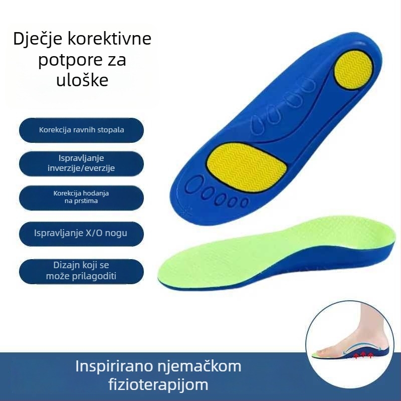 Dječje ortopedske uloške s potporom luka, apsorpcijom udara i korekcijom ploskog stopala