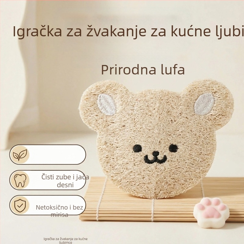 Loofah kuhinjska krpa za pranje posuđa, prirodna dvostruka, otporna, biološki razgradiva, vezeni medvjeđi motiv, dekoracija za igračke za kućne ljubimce