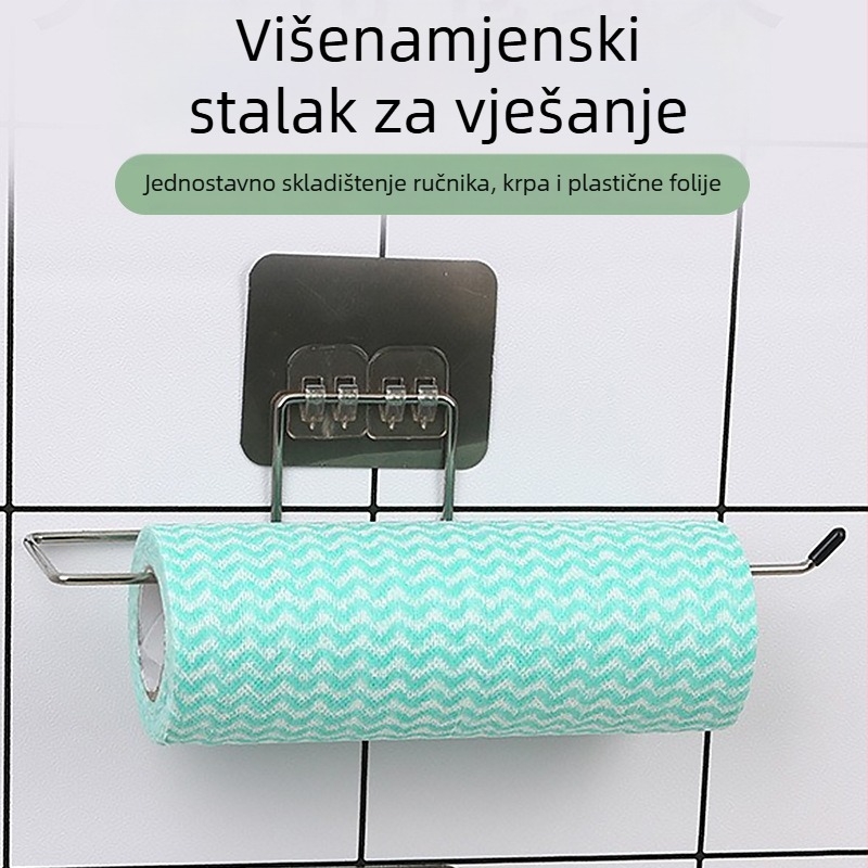 Zidni držač bez bušenja za krpe, salvete i rolu papira, metalni