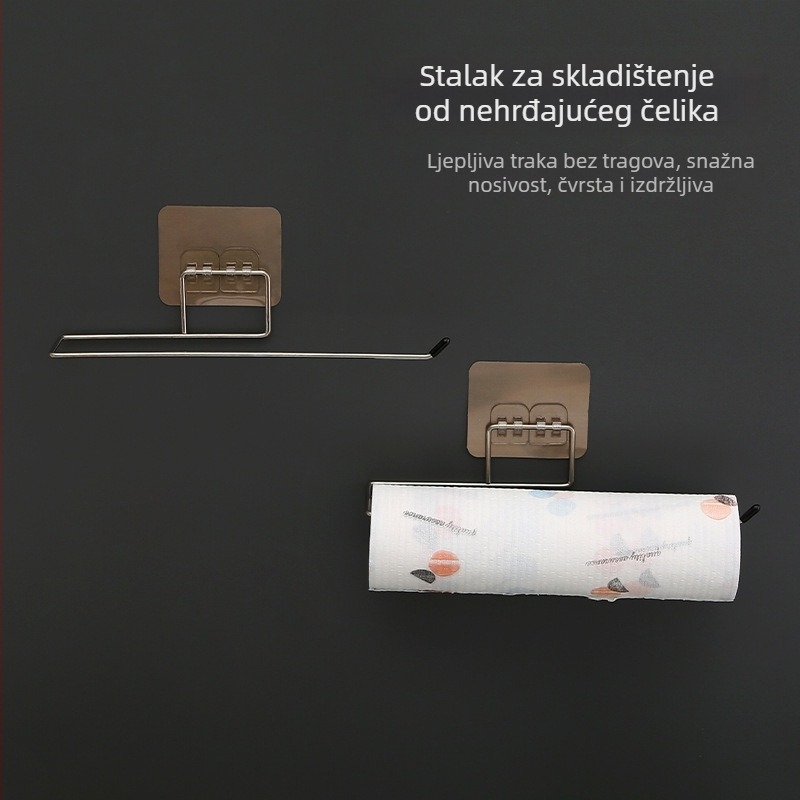 Zidni držač bez bušenja za krpe, salvete i rolu papira, metalni