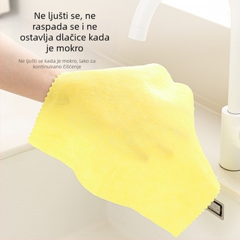 Žuta krpa za suđe od vlakana bambuka s lufom, upija masnoću, ne ostavlja mrlje, jednostavno za čišćenje, debela lufa tkanina
