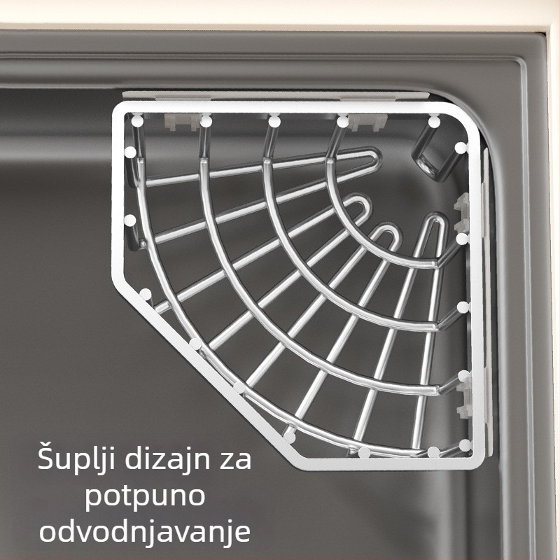 Prilagođeni zidni stalak za kuhinju s držačem za spužvu, spužvom za čišćenje i odvodnim stalkom od nehrđajućeg čelika