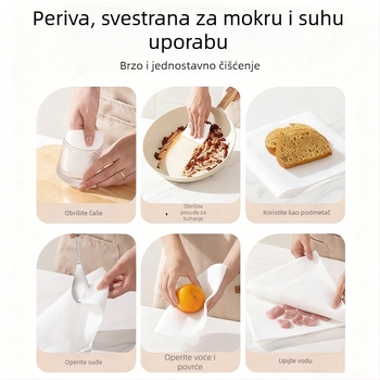Ecosoft Jednokratne kuhinjske papirnate krpe za pranje posuđa, krpa za ribanje, mokro i suho čišćenje