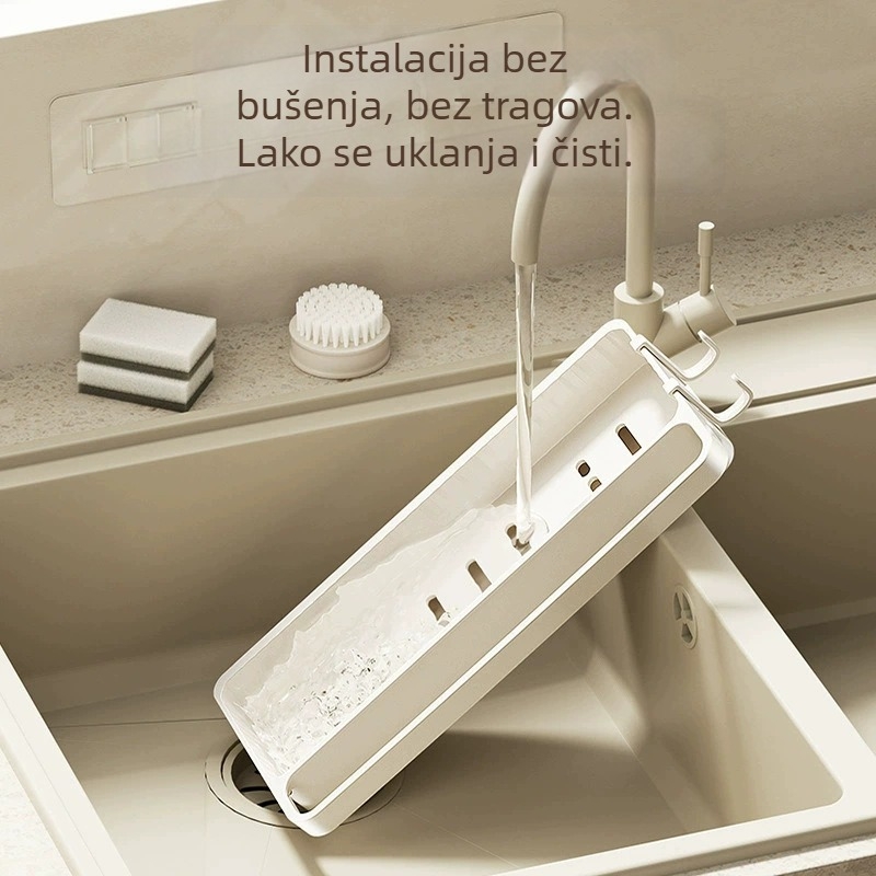 Minimalistički kuhinjski stalak za odvod vode i pohranu krpa, zidni bez bušenja