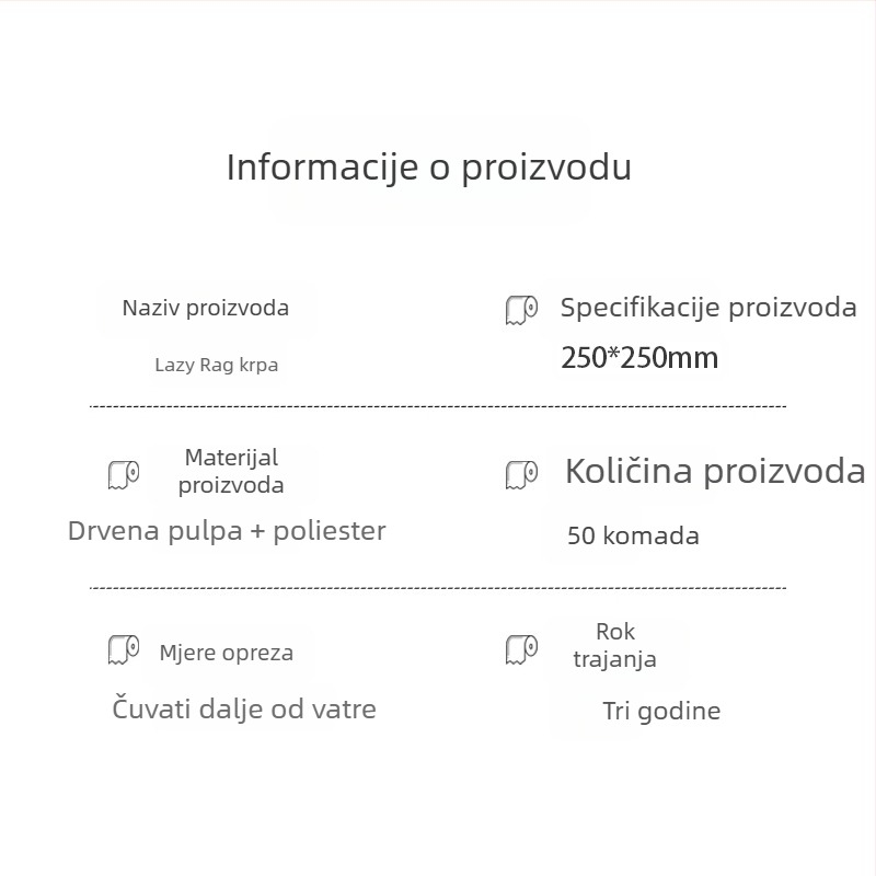 Kuhinjski papir za jednokratnu upotrebu, krpa za pranje posuđa, mokro i suho čišćenje, debela rola