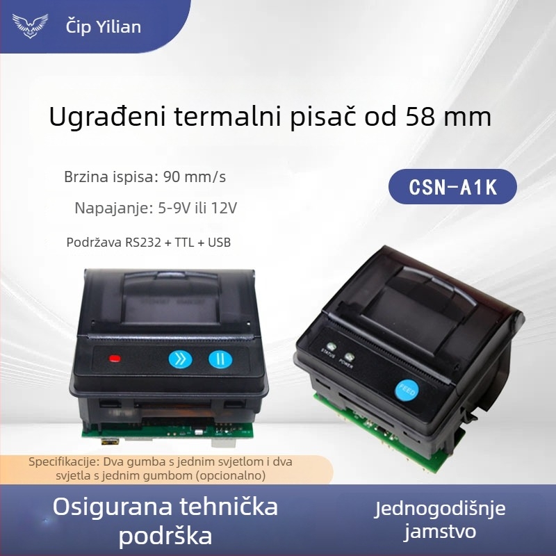 CSN-A1K Mikro pisač računa — termalni ispis, širina ispisa 48 mm, USB, RS232 i TTL sučelja, integrirani panel