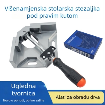 90° kutna stolarska stezaljka s jednim držačem, aluminijska legura, pravokutni fiksator i lokator, višestruka namjena