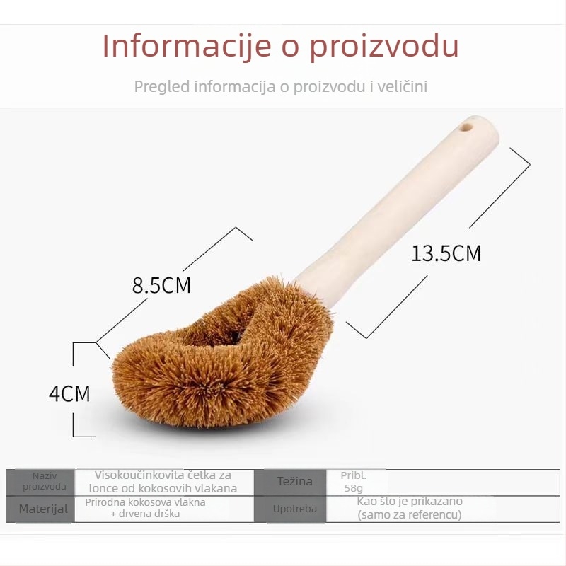 Četka za posuđe s dugim držalom od kokosovih vlakana za kuhinju