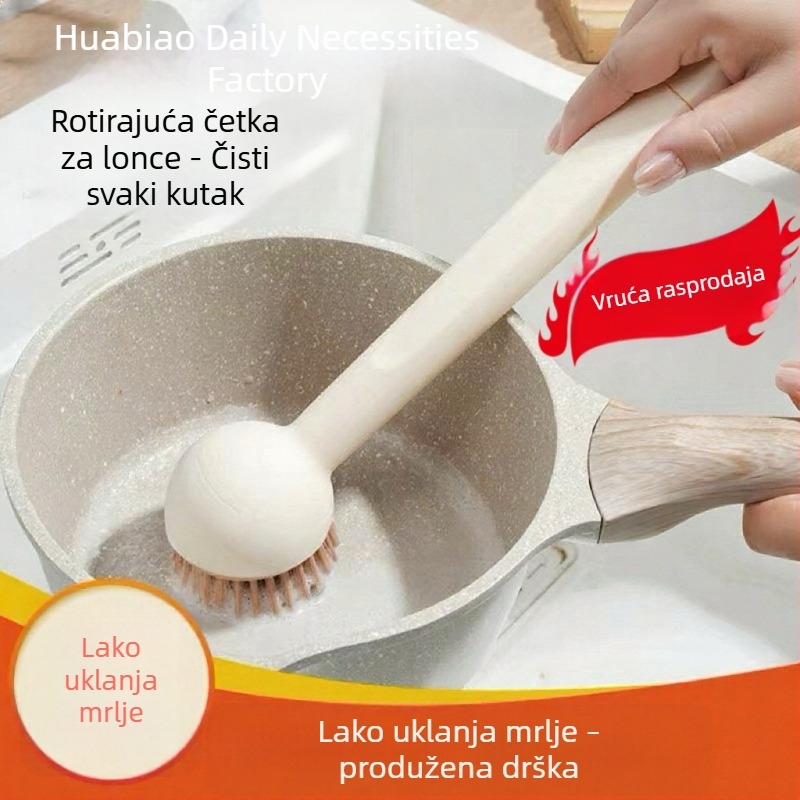 Četka za posuđe s dugačkim držalom i okretljivom glavom za pranje lonaca i posuđa