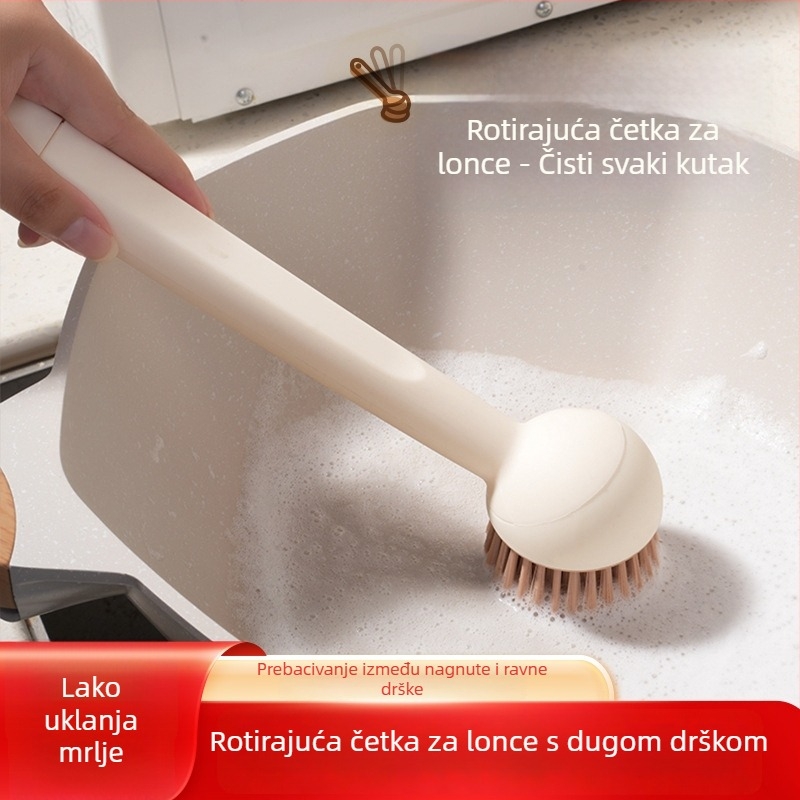 Četka za posuđe s dugačkim držalom i okretljivom glavom za pranje lonaca i posuđa