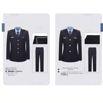 Set odijela od poliesterskog twilla, tamnoplave boje, za proljeće i jesen, unisex