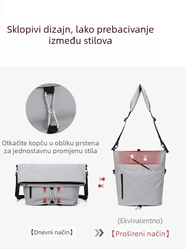 Torba preko ramena velike kapacitete za svakodnevnu upotrebu, vodootporna, višefunkcionalna, za 15-inčni prijenosnik, unisex, najlon